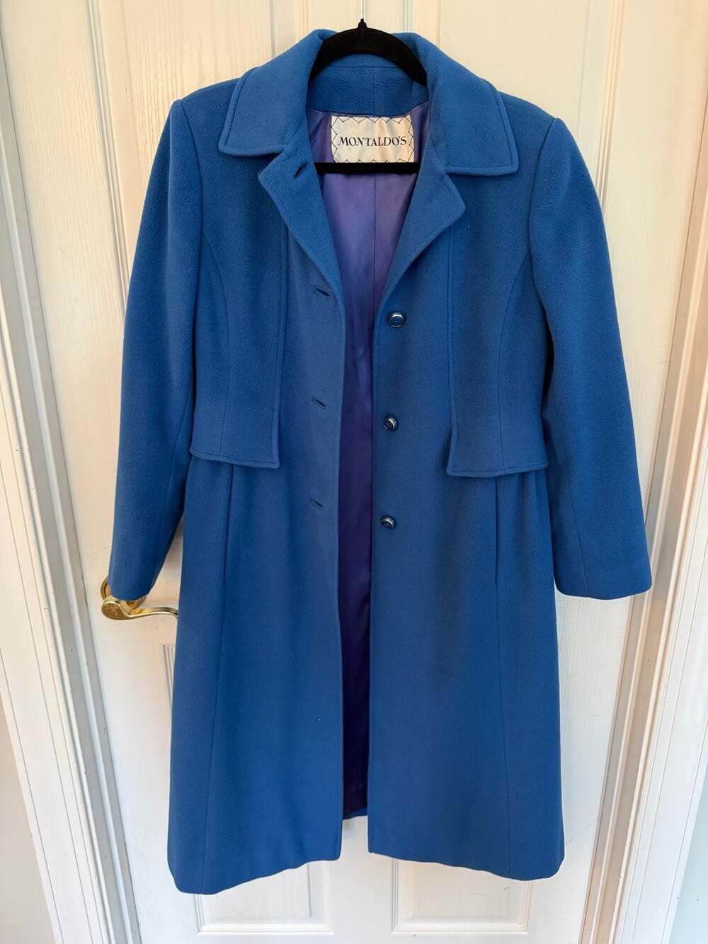 Denise Originals Vintage 100% Pure Chinese Cashmere Blue Tailored Overcoat